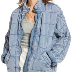 Size Xs Colour: Wavy Waters (Light Denim Blue) Blue Quilted Jacket Outfit, School College Outfits, Quilted Jacket Outfit, Dolman Jacket, Blue Quilted Jacket, Cosplay Clothes, My Clothing Style, Wife Christmas, Quilt Jacket