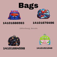 the back to school backpacks are in different sizes and colors, with numbers on them