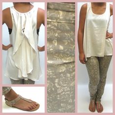 A cream top with a gorgeous back and neutral colored floral jeans from Free People... Floral Jeans, Cream Top, Cream Tops, Summer Looks, Open Shoulder Tops, Slip Dress, Free People, Spring Summer, Cream