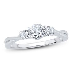 three stone diamond engagement ring in 18k white gold with 0 00 carat total weight