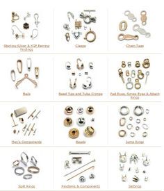 various types and sizes of metal parts on a white background, including screws, nuts, chains, rings, clips, and more