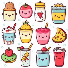 cute kawaimi food and drink stickers