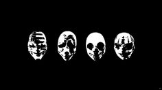 four different types of masks on a black background