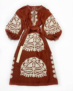 Ukrainian embroidered dress with applique, Plus size boho wedding kaftan Vyshyvanka Ukrainian embroidery Fashion bohemian, Mexican dress ALL Sizes from XS -to 4XL. Fabric - 100% linen. Color flax - brown Embroidery - milk Embroidery-Appliqué. Dress has belt. The length dress is 125cm-135cm (49 '-51' inches) in the photo. The length of the dress can be changed according to your desire. The color of the dress and the color of embroidery may vary slightly, it all depends on the color rendering of t Wedding Kaftan, Dress With Applique, Appliqué Dress, Brown Embroidery, Plus Size Boho, Mexican Dress, Ukrainian Embroidery, Linen Color, Mexican Dresses