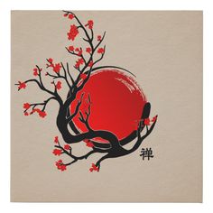 Zen Enso Circle, Sun and Red Sakura Blossom Faux Canvas Print Size: 10 x 10. Gender: unisex. Age Group: adult. Japanese Easy Drawings, Japanese Red Moon Tattoo, Japanese Drawings Easy, Easy Japanese Drawings, Japanese Drawing Aesthetic, Japan Painting Easy, Japan Drawing Easy, Japanese Painting Easy, Japanese Drawing Simple