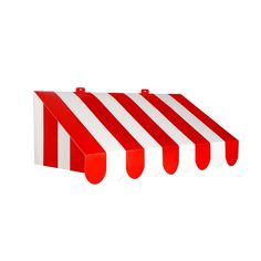 a red and white striped awning on a white background