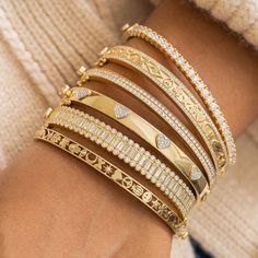 14k yellow gold and diamond open icon hinge bangle from our Icon Collection. Bangle measures approximately 1/8" H, fits wrists up to 6.25"..#jewelrylover #handcraftedjewelry #jewelryinspiration #jewelrydesign #jewelryobsessed #jewelryoftheday #jewelrygoals #jewelryfashion #jewelrytrends