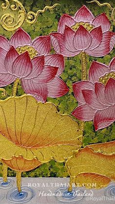 thai lotus art painting Bodhi Tree Art, Asian Wall Art, Bodhi Tree, Art Paintings For Sale, Tanjore Painting