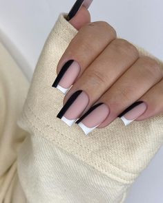 Ongles Beiges, Black And White Nail, Black And White Nails, Wow Nails, Hello Nails, Square Nail Designs, Fancy Nails Designs, Edgy Nails, Beige Nails