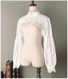 Crop Top Styles, Top In Pizzo, Edwardian Blouse, Lace Shrug, Lace Long Sleeve Shirt, Lace Bolero, Short Blouses