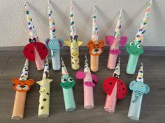 there are many toothbrushes with animals on them