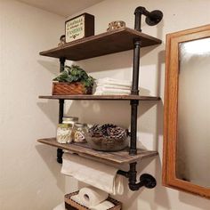 the bathroom is clean and ready to be used as a storage area for toiletries