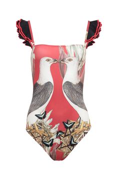 Birdhouse In Your Soul, Red Eagle, New Puppy, One Piece Swimsuit, Colorful Prints, Open Back, Final Sale, Lounge Wear, Birds