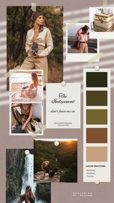 the color palette is brown and beige, with different pictures on it's side