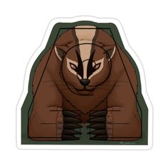 a sticker with an image of a raccoon on it's back