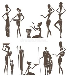 ancient egyptian women and men silhouettes