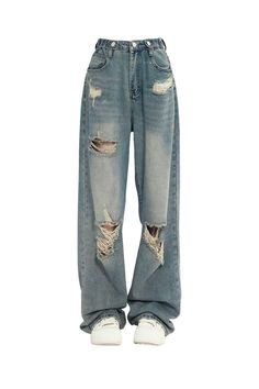 Blue Wide Leg Jeans, Jeans Large, Designer Pants, Jean Large, Pants Design, Colored Denim, Girls Jeans, High Waisted Denim, Punk Fashion