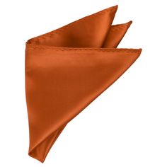 an orange satin pocket square on a white background