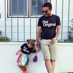 Want to save 10% today? Sign up for my email list by copying and pasting this URL into your browser and a 10% off coupon code will appear: https://www.kaansdesigns.com/pages/email-sign-up The Original The Remix The Encore® matching family set shown with triblend black shirts. These amazingly soft tees are perfect for family vacations, family photo shoots, baby shower gifts, and the cutest most unique pregnancy and birth announcements! See details of quality and fit below. COLOR OPTIONS: Navy: ht Father Daughter Shirts Matching, Girl Dad Gifts, Girl Dad Shirt, Father Daughter Shirts, Daughters Shirt, Girl Dad, Family Set, Father Daughter, Couple Shirts