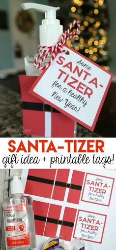 santa - tizer gift idea and printable tags