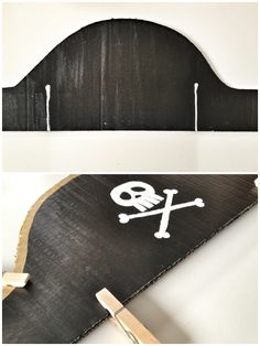 a pirate ship with a skull and crossbones painted on it's side