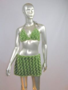 Moss Green Faux Fur Bikini -Fake Fur Bikini Top and Mini Skirt Set - Furry Rave Set - Green Furry Bi Aviator Glasses Men, Burning Man Accessories, Burning Man Costume, Anti Fashion, Mini Skirt Set, Burning Man Outfits, Cord Ties, Fur Clothing, Spring Couture