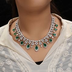 Gross Weight Approx. Gross Weight - 48.04 grams. Diamond & Gemstone Weight Approx. 12.73 Ct Natural Diamond (AVERAGE DIAMOND CLARITY SI1-SI2 AND COLOR H-I). Item Code SEN-51761(14k). Quantity (1) Necklace. Luxury Emerald Necklace With 17 Jewels For Statement Jewelry, Luxury Tarnish Resistant Diamond Necklace For Formal Occasions, Luxury American Diamond Necklace For Formal Occasions, Diamond Gem Necklace, Emerald Pendant Necklace Diamond, Luxury Women's Diamond Necklace With Vs Clarity, Emerald Necklace Zales, Luxury Green Diamond Necklace, Traditional Luxury Diamond Necklace With Accents