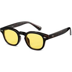 New Product Color: C19 Tortoise Frame/Yellow Tinted Lens -Imported -Tr90 Frame -Plastic Lens -Non-Polarized -Uv Protection Coating Coating -Lens Width: 46 Millimeters -Bridge: 23 Millimeters -Arm: 145 Millimeters -Celebrity Style,Star Status - Favorite Glasses Of Johnny Depp And Robert Downey Jr. Super Star Feel And Unique Classic Brand Design Make Every Face Look Cool. -Make Your World Colorful - The Uv400 Protection Tint Lens Can Make Your World Colored And Block The Harmful Uva And Uvb Rays. Casual Yellow Sunglasses With Uv Protection, Classic Yellow Polarized Sunglasses, Classic Yellow Sunglasses With Polarized Lenses, Vintage Yellow Sunglasses With Uva Protection, Retro Yellow Sunglasses With Uv Protection, Retro Yellow Sunglasses With Gradient Lenses, Retro Yellow Sunglasses With Mirrored Lenses, Vintage Yellow Polarized Sunglasses, Classic Yellow Sunglasses With Uv Protection