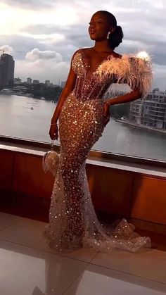 LTP1733, Unique Black Girl Prom Dresses, Sexy White Beaded Feather Lon – Laylatailor Shop Ig Baddies, Girl Prom, Red Carpet Dress, Carpet Dress, Classy Prom