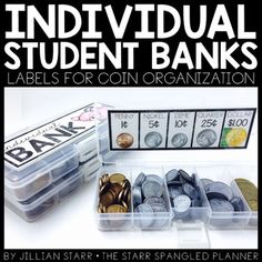 individual student banks labels for coin organization