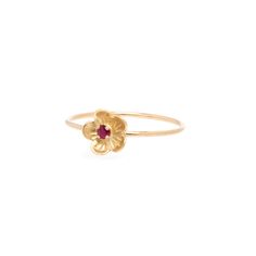 'Happiness held is the seed;Happiness shared is the flower.' -John Harrington Specifics 14k gold tiny flower ring w/ dark pink sapphire (shown)Sapphires: all colors of the rainbow available - please note color when ordering Dainty 14k Gold Flower Ring With Birthstone, Dainty 14k Gold Flower Ring With Gemstone, Gold Flower Ruby Ring, Colors Of The Rainbow, Tiny Flowers, Rose Gold Color, Flower Ring, White Rose Gold, All Colors