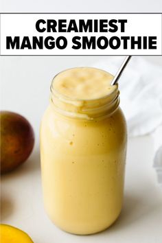 Mango smoothie recipe Low Calorie Mango Smoothie, Easy Mango Smoothie, Mango Protein Smoothie, Thm Drinks, Season Recipes, Delicious Smoothie Recipes, Mango Smoothie Recipes, Smoothie Recipes With Yogurt, Keto Breakfasts