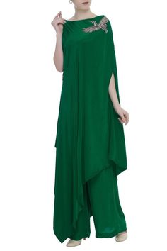 Kurta With Palazzo, Women Kurta, Green Bird, Dress Indian Style, Stylish Dress Designs