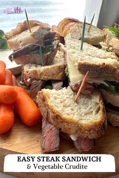 Recipe  easy steak sandwich with cheese. Sandwich charcuterie board ideas, Charcuterie Sandwich, Vegetable Crudite, Cherry Chip Cake Mix, Steak Sandwich Recipe, Cherry Chip Cake, Steak Sandwich Recipes, Honey Butter Recipe, Sandwich Platter