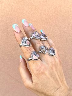 Cute hand-crafted ring made with 925 Sterling Silver, and Peruvian Opal!!! A simple setting really lets the stone steal the moment in this baby! Peruvian Opal, Handcrafted Rings, The Stone, Opal Ring, Size 10 Rings, Opal Rings, Hand Crafted, Opal, Ring Size