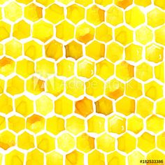 yellow honeycombs on white background with watercolor effect stock photo image and royalty