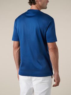 These Aurélien Egyptian Cotton T-shirt Ultramarine Blue for Men XXXL symbolize Mediterranean style and ultimate comfort. A combination of traditional details and a contemporary twist. This model is made in  . The  T-shirts are made entirely by hand in Italy. For exclusive, luxurious and handmade Italian T-shirts you've come to the right place at Aurélien! Blue Polo Shirt With Relaxed Fit And Crew Neck, Blue Relaxed Fit Polo Shirt With Crew Neck, Blue For Men, Ultramarine Blue, Cotton Jersey Fabric, Mediterranean Style, Egyptian Cotton, T Shirt Men, T Shirt For Men