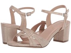 Paradox London Henrika - Women's Shoes : Champagne : The Paradox London Pink Henrika sandal will complement your elegant look with a metallic finish, two-piece silhouette, and knotted detail over the vamp. Synthetic upper material. Ankle strap with adjustable buckle closure. Open-toe design. Breathable synthetic lining. Lightly padded footbed offers added comfort. Wrapped block heel. Synthetic outsole. Imported. Measurements: Heel Height: 2 1 10 in Weight: 7 oz Product measurements were taken us Metallic Strappy Sandals For Spring, Adjustable Strappy Formal Sandals, Formal Adjustable Strappy Sandals, Glamorous Adjustable Sandals For Spring, Adjustable Glamorous Sandals For Spring, Elegant Adjustable Strappy Sandals, Glamorous Open Toe Adjustable Sandals, Glamorous Adjustable Open Toe Sandals, Formal Sandals With Adjustable Buckle Closure