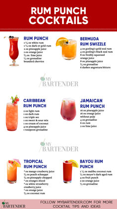 Rum Punch Cocktails Rum Punch Cocktail, Rum Drinks Recipes, Caribbean Vibes, Rum Punch Recipes, Punch Cocktails, Rum Cocktail Recipes