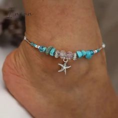 Bohemian Colorful Turkish Eyes Anklets For Women Butterfly Flower Zircon Shell Cat Ankle Bracelet Turquoise Anklets For Summer Vacation, Bohemian Anklets For Beach In Spring, Casual Summer Anklets As Gift, Bohemian Anklets For Spring Vacation, Bohemian Anklets For Vacation In Spring, Casual Anklets For Beach Season Gift, Casual Beach Season Anklets As A Gift, Casual Beach Season Anklets As Gift, Bohemian Anklets As Summer Gift