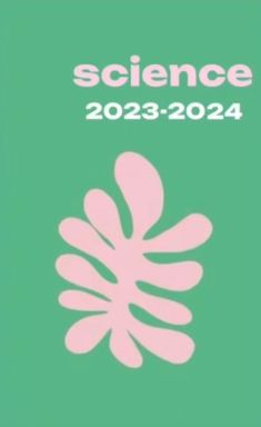 a green book cover with pink flowers on it and the words science 2012 - 2024