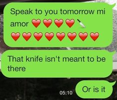 two texts with hearts on them that say, speak to you tomorrow mi or amr