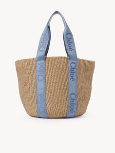 Chloé Large Woody Basket | Chloé US Large Woven Basket, Chloe Logo, Embroidered Tote Bag, Embroidered Tote, Summer Mood, Bag Collection, Round Leather, Woven Basket, Basket Bag