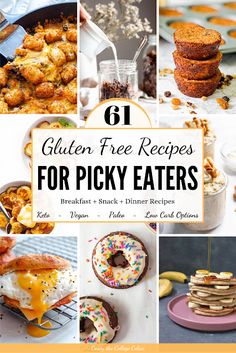 collage of gluten free recipes for picky eaters with text overlay