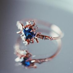 Sapphire Wandering Star Ring – Sofia Zakia Gold Blue Sapphire Ring, Sapphire Ring Silver, Stars Ring, Amethyst Wedding, Gold Sapphire Ring, Blue Diamond Ring, Promise Ring Gift, Blue Sapphire Ring, Solid Gold Band