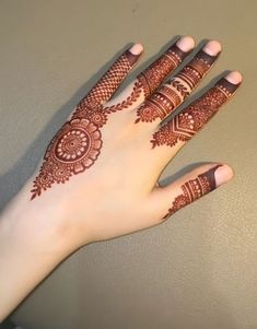 the hand is decorated with henna on it