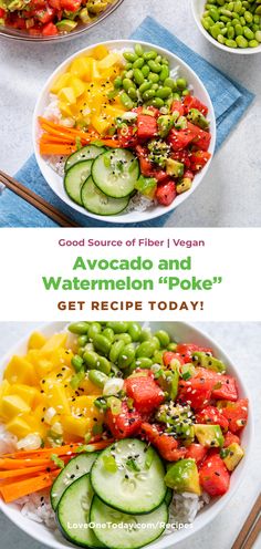 two bowls filled with different types of vegetables and veggies on top of each other