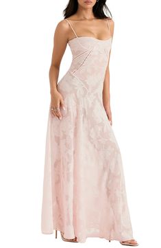 HOUSE OF CB Blush Lace-Back Gown | Nordstrom Floor-length Corset Dress For Debutante Ball, Abigail Dress, Floral Lace Maxi Dress, High Waist Maxi Dress, Beach Holiday Dresses, Sheer Lace Dress, Backless Dress Summer, Vestidos Color Rosa, Fitted Maxi Dress