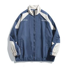 Business Casual Sweater, Baggy Jacket, Fame Dr Clothes, Streetwear Windbreaker, Royal Blue Jacket, Color Block Coats, Baseball Jackets, Quick Dry Pants, Fashion Stand