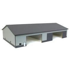 This is a small 1/64 scale model of a basic dark and light gray 2-door wooden tractor or truck shop, made from MDF wood. It's about 70ft x 130ft in scale with small doors (6in W x 3in H) openings. The roof is removable for a peek inside. Suitable for ages 14+ but not for play. Wooden Tractor, Pole Buildings, Small Doors, Dark Light, The Roof, Scale Model, Mdf Wood, Buy 1, Scale Models